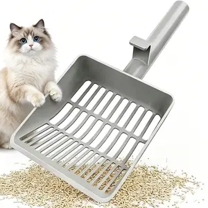 Large Cat Litter Scoop, Heavy-Duty Litter Scoop with Dual Sifting Holes for Fast & Fine Clumping, Kitty Litter Scooper with Long Handle & Easy-to-Hang Hook for Litter Box