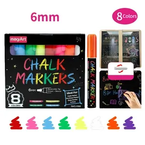6mm Car Window Chalk Markers 8 Colors Jumbo Liquid Chalk Pens with 3-in-1 Nib for Auto Mirror Poster Blackboard Glass Windows Bistro