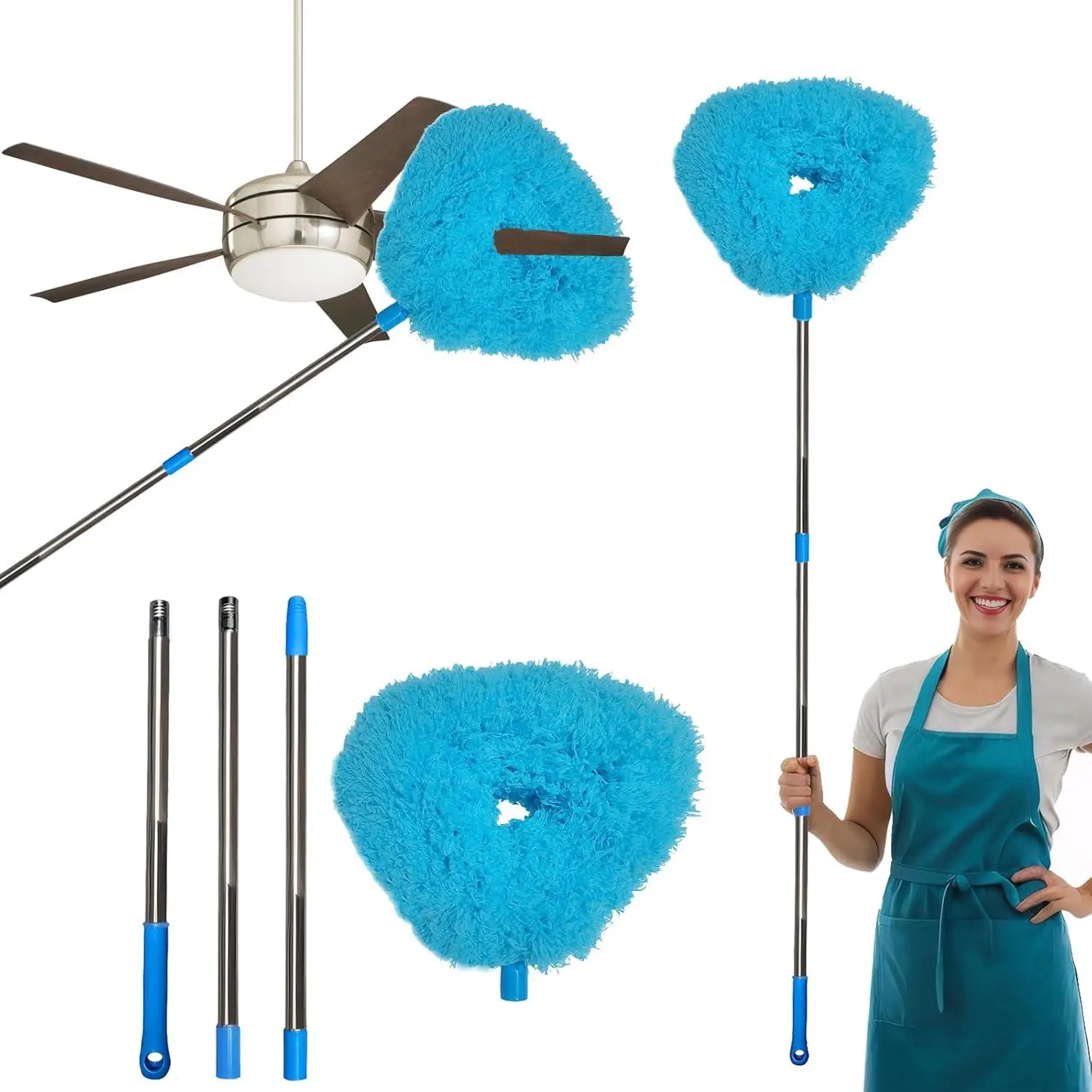 Ceiling Fan Cleaning Duster, 1 Count Removable Washable Adjustable Ceiling Fan Blade Cleaner, Household Cleaning Tool for Wall Door Bookshelves Window