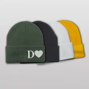 Custom Initial and Heart Embroidery Beanie for Couples