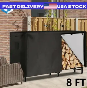 8 Feet Firewood Log Rack Cover Heavy Duty Outdoor Waterproof Dust Sun Protector