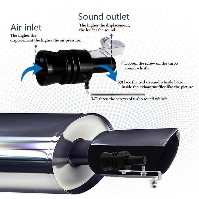 2PCS Turbo Sound Whistle Simulator, Car Turbo Whistle Car, Aluminum Alloy Universal Turbo Sound Exhaust Muffler Pipe Whistle, Automotive Replacement Exhaust Mufflers Fit Car Truck (Black)