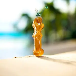 Amarre Chico Figure Yellow Candle - Unique Yellow Object with Green Accent on Sand Surface for Matrimonio Amarre Rituals 7 Inch Home Decor