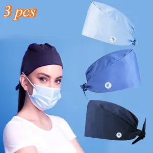 3 Pcs 5.43inch Work Care Cap, Work Cap, Unisex Work Cap with Upgraded Sweatband, Sweat-absorbent and Breathable, Adjustable and Detachable Cap, Suitable for Work Wear in Various Occasions