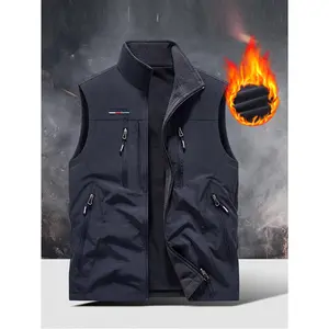 Men's Reversible All-Season Heavy-Duty Vest with Multi-Pocket Design - Jacket Coat, Stand Collar & Buckle Closure, Machine Washable Outdoor Vest for, Camping, (Regular Fit), Fishing Vest, Winter Vest for Men, Workwear for Men, Mens Clothes, Vest with ange