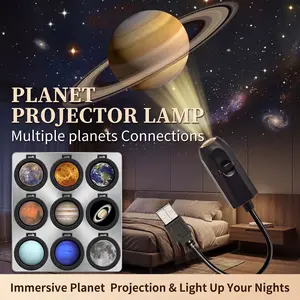 Planet Projector Lamp, USB Galaxy Night Light with 16 Planet Slides, Starry Sky Projector for Bedroom, Kids Room Decor, Birthday Gift