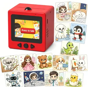 Kids AI Smart Voice Printer with Screen Preview, Wireless 2.4G WiFi Inkless Thermal Mini Printer, Comes with 2 Paper Rolls & 6 Colored Pencils, Ideal for Drawing, DIY Art, Storytelling, Creative Gift for Boys & Girls