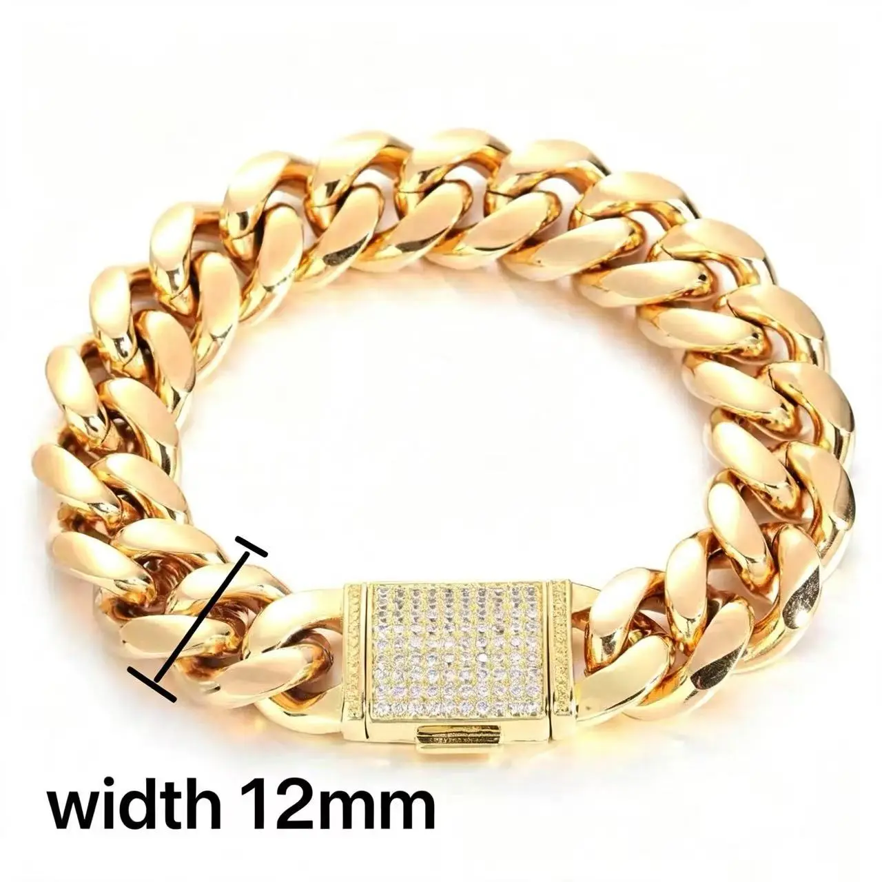 12 mm Flip Buckle Cuban Link Bracelet