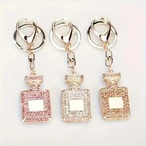 Elegant Mini Perfume Bottle Keychains Set - Alloy & Resin Construction, Durable Finish, Crystal Accents, Lightweight, Ideal for Keys or Bags, Perfect Gift for Fashion Accessory Enthusiasts