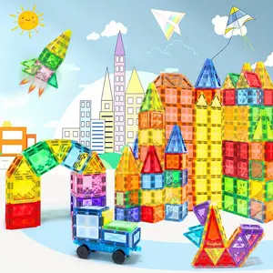 Diamond-Cut Magnetic Building Block Set with Cars, Magnetic Building Tiles, Stem Magnetic Blocks - STEM Preschool Educational Toy Gift for Boys & Girls, Perfect for Easter, Thanksgiving, Back-to-School & Birthdays