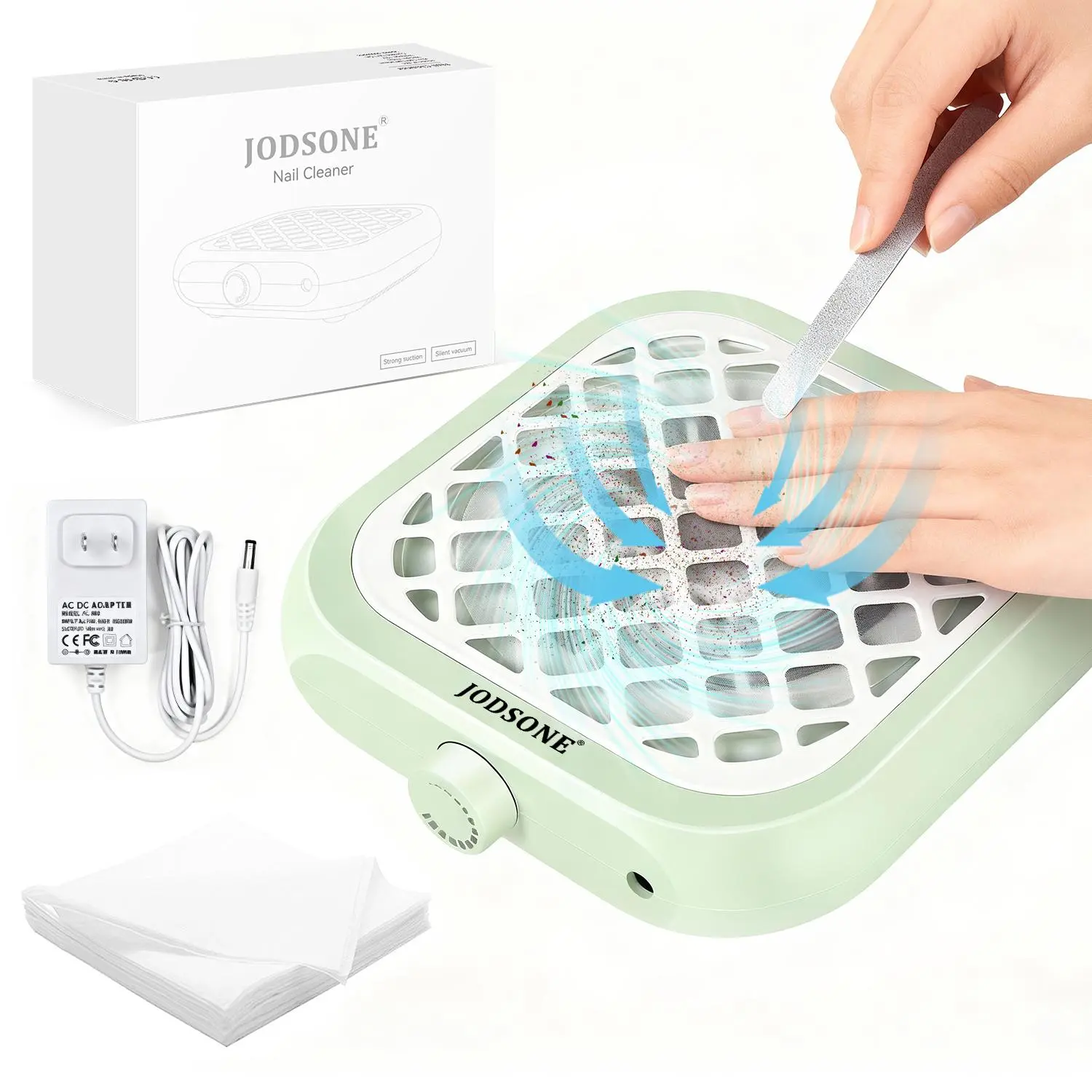 JODSONE Dust Collector for Nails, Portable 6000RPM Machine with Powerful Suction and Low Noise, Nail Art Supplies with 30 Filter Paper for Home and Salon Use, Adjustable, Home/Salon, Quick Clean, Low Noise Operation, Cleansing, Travel Size, Cooling, Nail