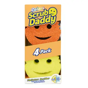 (2 Pack of 4 Sponges)Scrub Daddy Colors Non-Scratch Cleaning Sponges