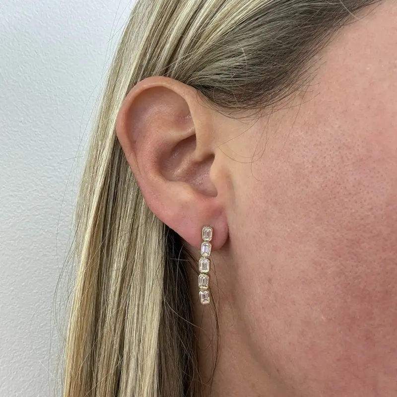 14k fashion dangling diamond earrings