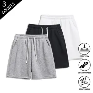 Summer Vibes 3-Pack Men’s Elastic Waist Drawstring Shorts, Casual Athletic Sweat Shorts with Pockets for Sports, Workouts, and Everyday Use