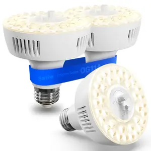 Barrina Orbgrow OG11A Grow Light Bulbs for Indoor Plants, Integrated Dimming & Timing, 4000K 33W(3 x 11W, 300 Watt Equiv), E26 Plant Light Bulb, Full Spectrum for Seeds and Greens, 3 Packs, White