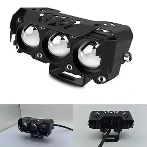 Motorcycle LED Spotlight Dual Color Hi/Low Beam Fog Lamps for Car Trucks SUV UTV 12V-36V Mini Lens Headlight Driving Light Led Headlamp