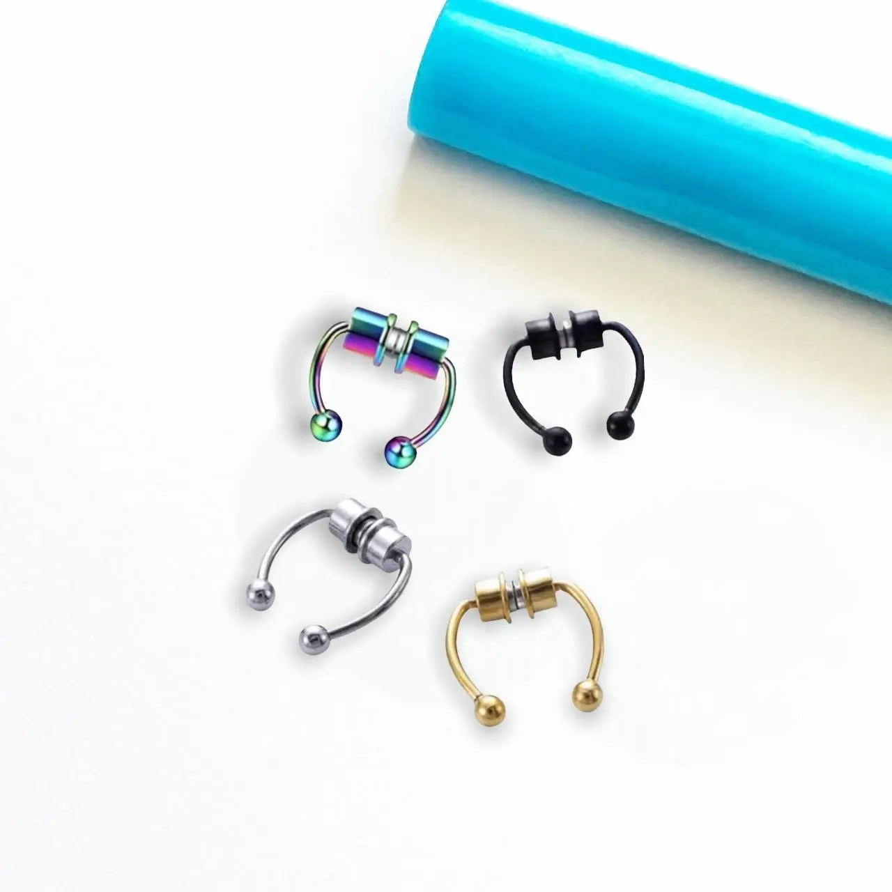 clip on septum hoop, septum ring, clip on, no piercing needed nose ring cartilage tragus helix, magnet horseshoe, magnetic hoop