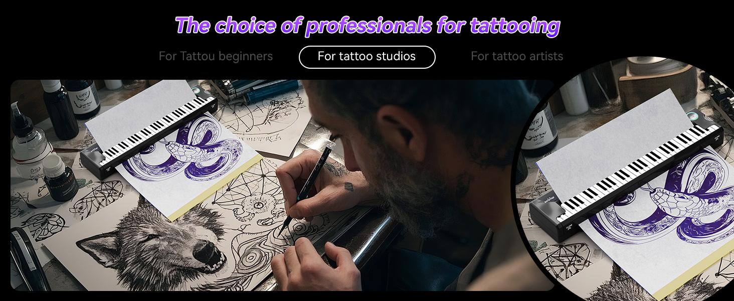 Tattoo Stencil Printer – Pino Wireless  Compact Thermal Tattoo Machine with Inkless Technology, 10pcs Transfer Paper, Compatible with Phone, Tablet & PC,Tattoo Supplies for Tattoo Artists & Beginners