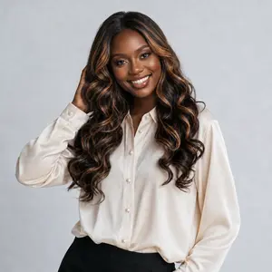 Glueless 100% Human Hair Wigs 7x5 Lace Front Pre Plucked 180% Density Highlight Brown Body Wave Wig With Black Roots Ready to Wear 22inch 24inch