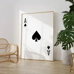 Ace of Spades Playing Card Wall Art – Poker Hand Deck Poster, Spades Card Ace Wall Decor