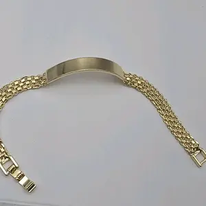 ID bracelet new style 7"inches copper gold-plated engraving available leave the name please
