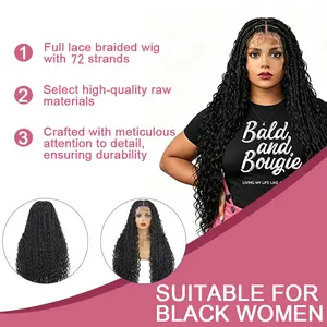 Boho Box Braided Wigs Knotless 32 Inch Full Lace Goddess Braids Synthetic 100% Hand-tied Braiding Hair for Black Women