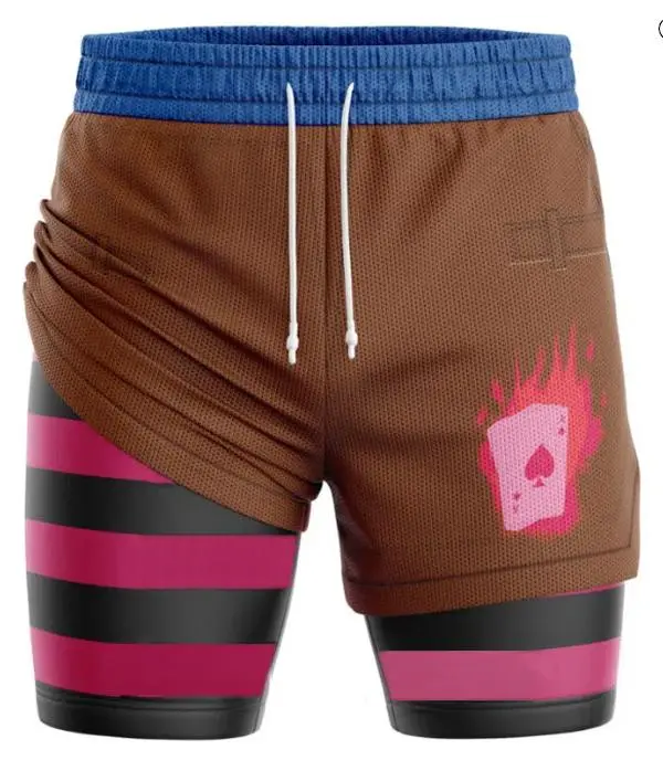 Men's Anime Character 3D Print Performance Shorts, Loose Fit Double Layer Polyester for Summer Basketball & Fitness Training, Anime Character Men's Shorts, Character Print Men's Shorts