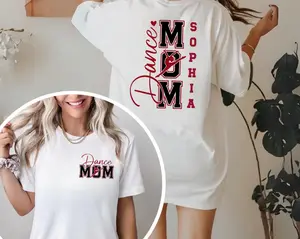 Personalized Dance Mom Shirt, Custom Dance Team Shirt with Name, Dance Mom Gift, Customizable T-Shirt for Dance Moms, Personalized Dance Apparel, Dance Mom Shirt with Name & Heart