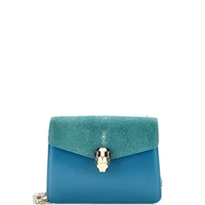 Pre-owned Bvlgari Leather, Stingray Shoulder Bags Serpenti Forever Square Shoulder Bag Leather and Stingray Small by Rebag