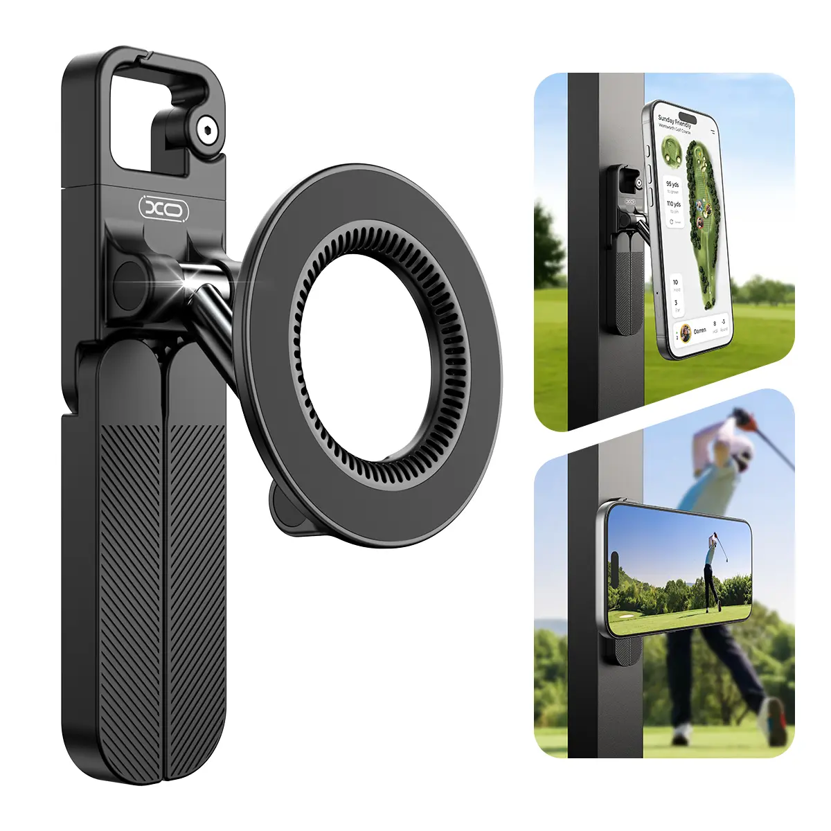 Dual-Sided Magnetic Phone Stand & Foldable MagSafe Tripod, 360° Rotating Ring Kickstand & Hand Grip for iPhone 17 16 15 14 13 & Android – Pocket-Size Portable Phone Mount for Gym, Golf, Travel & Content Creation