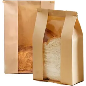 30 Pack Paper Bread Bags with Window 13 x 8.3 x 3.5-inch Bakery Sourdough Brown Loaf Baked Storage Bags for Homemade Bread Cookie