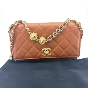 Pre-owned CHANEL Quilted CC Wallet On Chain Brown Crossbody Bag