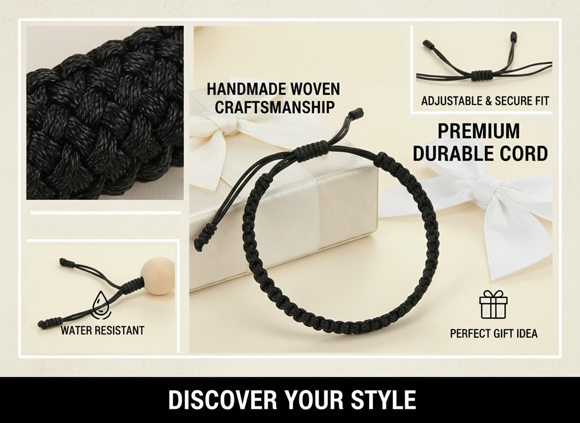 "Black Bracelets - Handmade Tibetan Buddhist Lucky Rope Wristbands for Men & Women, Adjustable Spiritual Jewelry, Protection & Couple Gift"