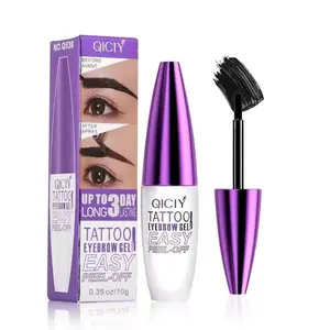 2Pcs Peel Off Eyebrow Tint Gel, Semi-Permanent Color Brow Dye, Waterproof Long-Lasting Tattoo Eyebrow Gel for Fuller Defined Brows Makeup, Smudge-Proof, Easy Peel, Lasts Up To 3 Days (Black)