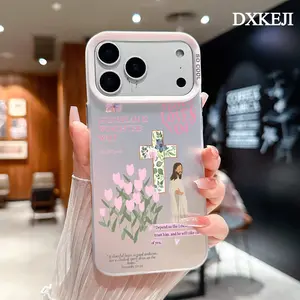 Christian Quotes God Jesus Floral Pattern Trendy Phone Case for iPhone 17 16 Pro Max 15 Plus 14 13 12 11 Air Plus Shockproof Anti-Scratch Durable TPU Back Protective Cover Cellphone Casing
