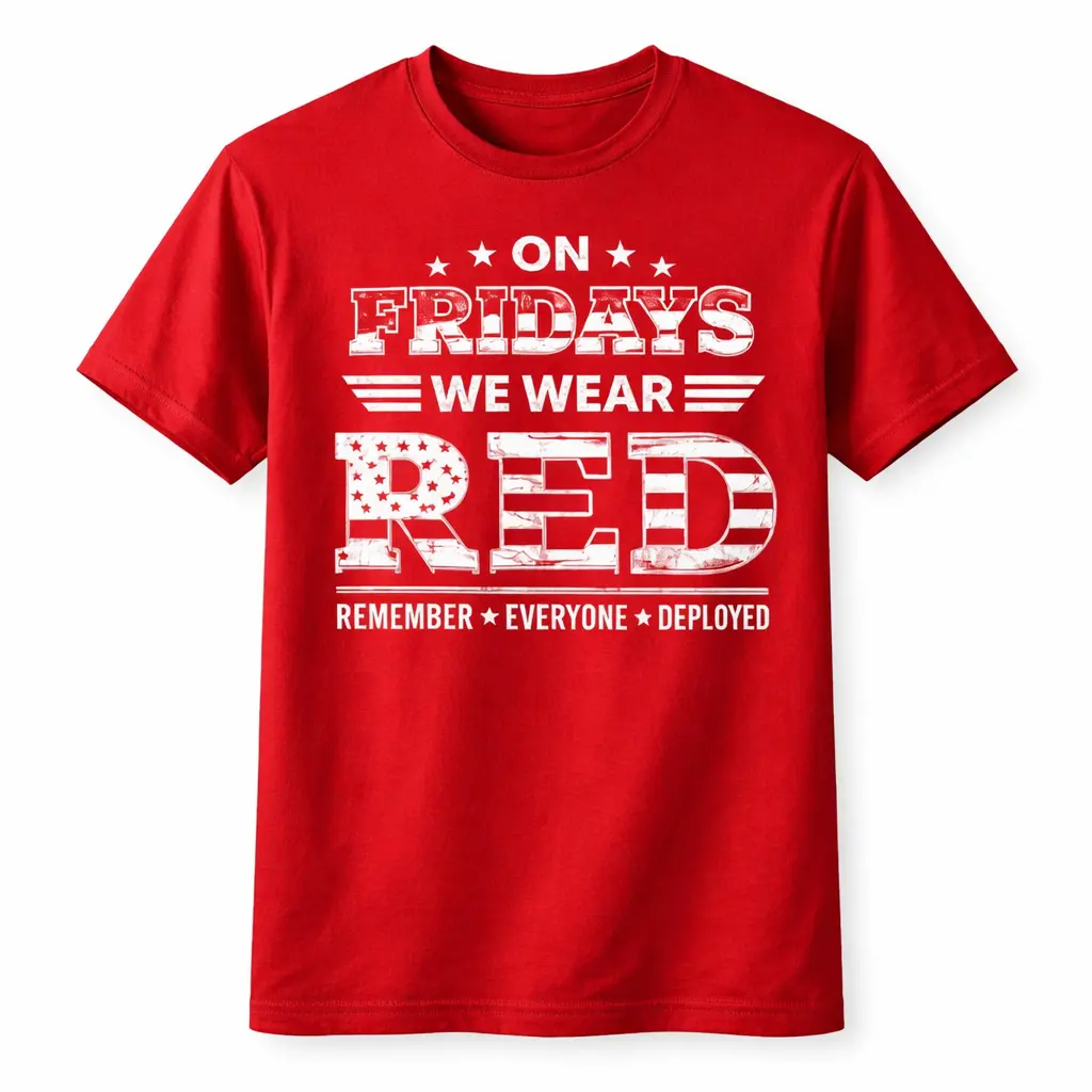 On Fridays We Wear Red T-Shirt, Patriotic USA Flag Shirt, Military Support Tee, Remember Everyone Deployed, 4th of July Shirt, Hoodie, Sweatshirt, American Pride Gift, Unisex