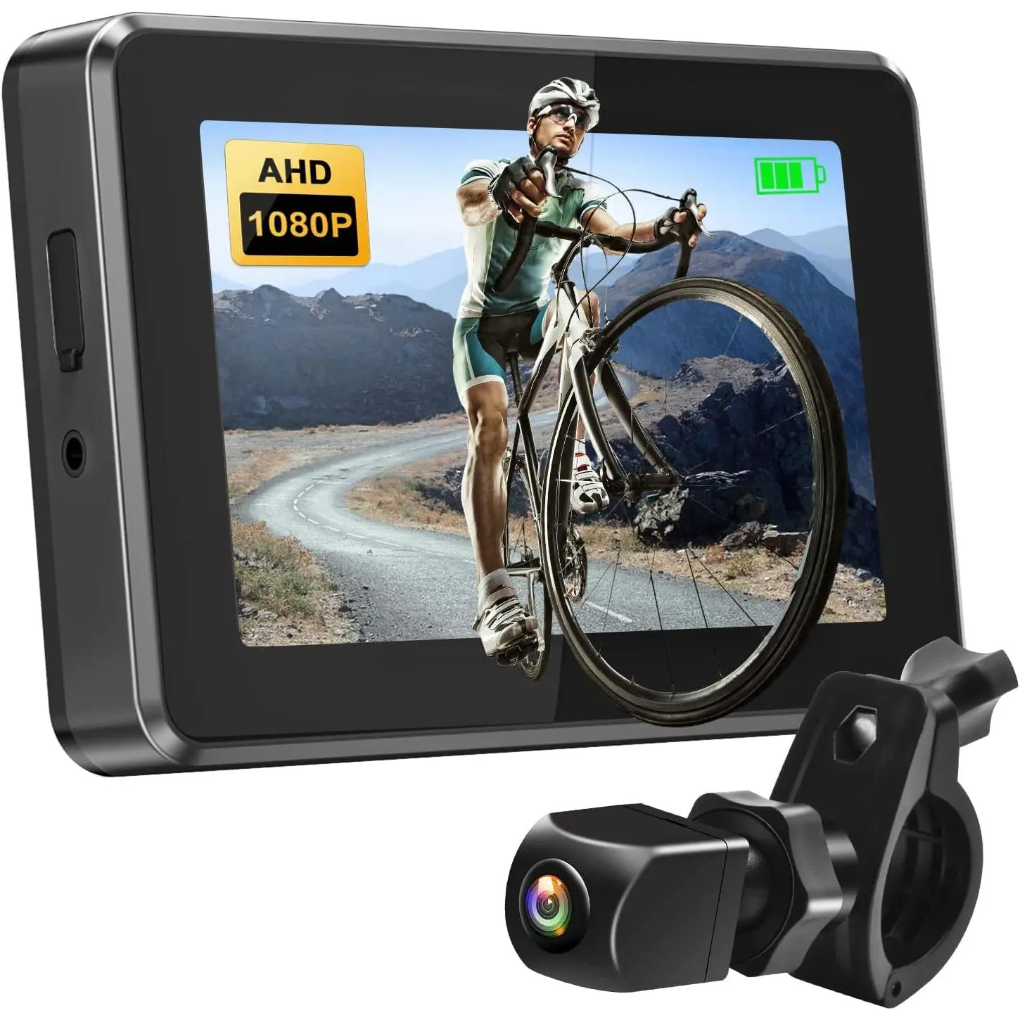 Rear View Mirror,1080P AHD Bicycle Rear View Camera with 4.3''Screen,360?Rotatable Bracket, 5000mAh   Handlebar Mirror with 110?Appropriate Angle for  Bikes
