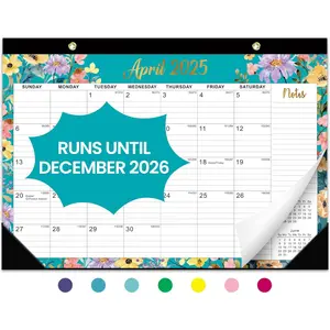 Desk Calendar 2025-2026, 21 Months Calendar Runs from April 2025 to December 2026 - Large 17" x 12" Desktop/Wall Monthly Calendar for Home School, or Office