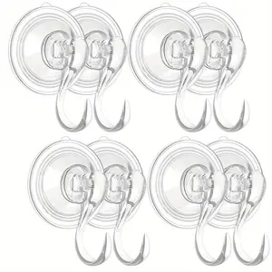 Flower wreath hooks (4/6/8 pieces), transparent high-strength suction cup flower wreath hooks, small transparent shower suction cups, heavy-duty vacuum suction cups with hooks, detachable, reusable, suitable for windows, glass doors, etc.