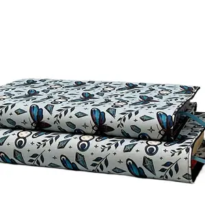 Light Blue Lunar Moths Adjustable Book Cover Cotton