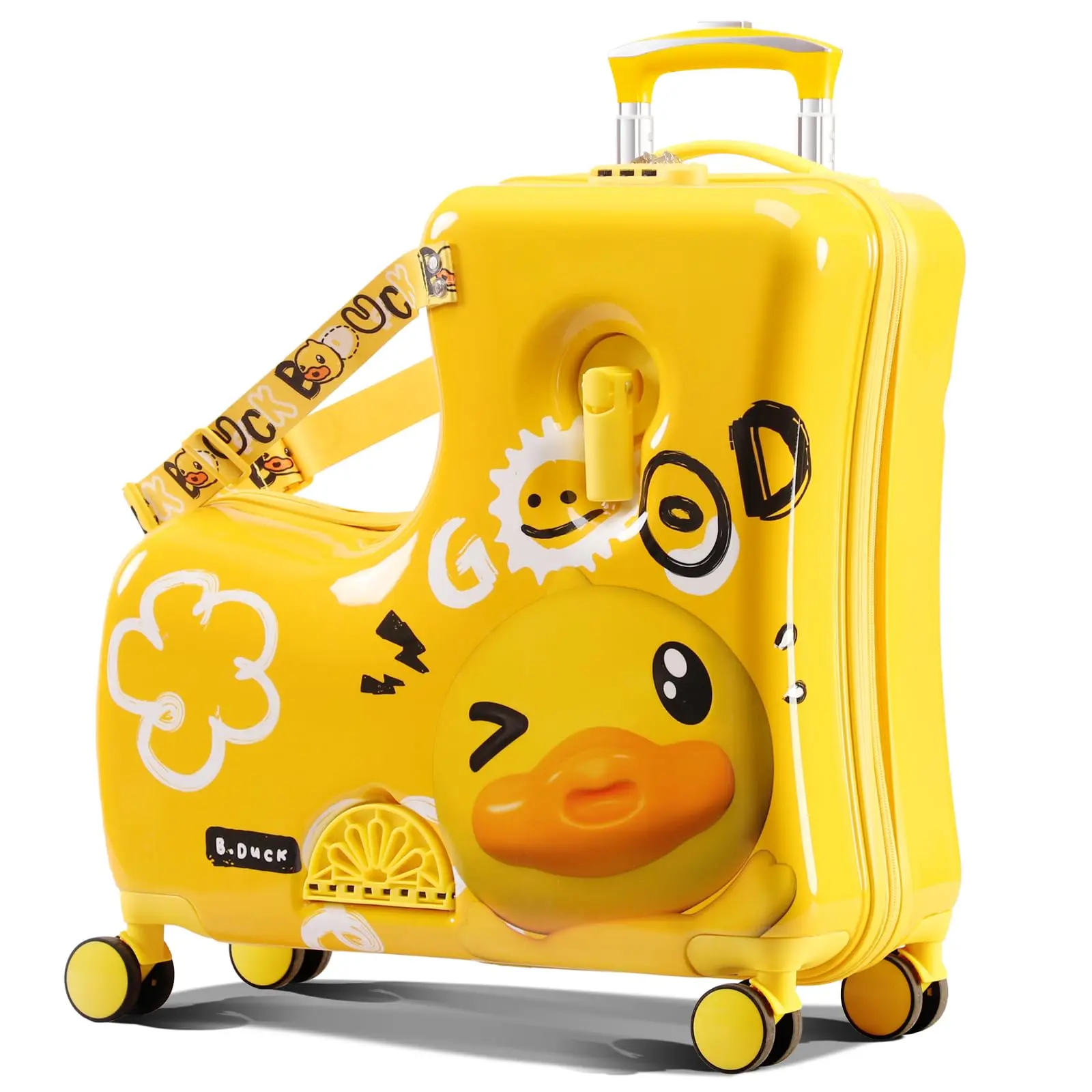 2025 Bestselling Little Yellow Duck Kids Ride-On Suitcase 20" & 24", Travel Essential for Family Trips with Children (Suitable for Ages 3-12)