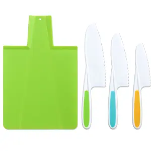 Tovla Jr. Kids’ Knives & Foldable Cutting Board Set | Safe Montessori Kitchen Tools