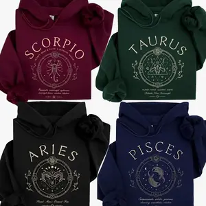 [Full 12 Zodiac] Mystic Symbol Hoodie Vintage Astrology Constellation Pullover For Women For Men, Gift For Birthday