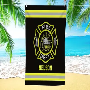 [Super Soft Firefighter Towel] 1pc Super Soft Quick-Dry Firefighter Beach Towel | High-Quality 250gsm Microfiber, Contemporary Printed Oblong Shape | Ideal for Travel, Camping, Pool, Swimming - Perfect Gift for Family and Friends