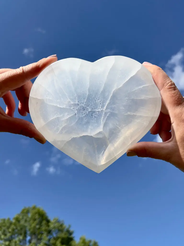 Heart Selenite Bowl - Satin Spar Selenite Heart Shaped Bowl - Home Decor