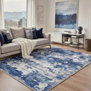 【Deals For You Days】GENIMO Washable Rug Low Pile Lightweight Non Slip with Modern Abstract Brush Strokes Print Pattern for Living Room, Bedroom, Dining Room, Home Office