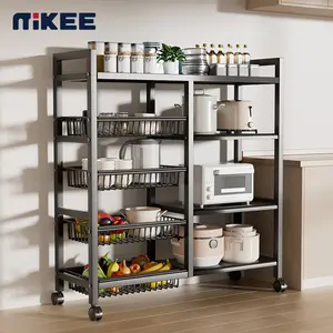 MIKEE movable Storage Rack,  Kitchen Organizer And Storage, Metal Shelf Rack With Wheels, Suitable For Garage, Pantry, Bathroom, Closet, Warm House Gift, New Home,the most suitable for Christmas rack  for  kitchen Adjustable