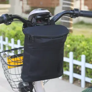 Multifunctional Bicycle Handlebar Bag, Large Capacity Storage Pouch, Electric Bike Hanging Bag with Zipper Front Pocket, Bike Accessories