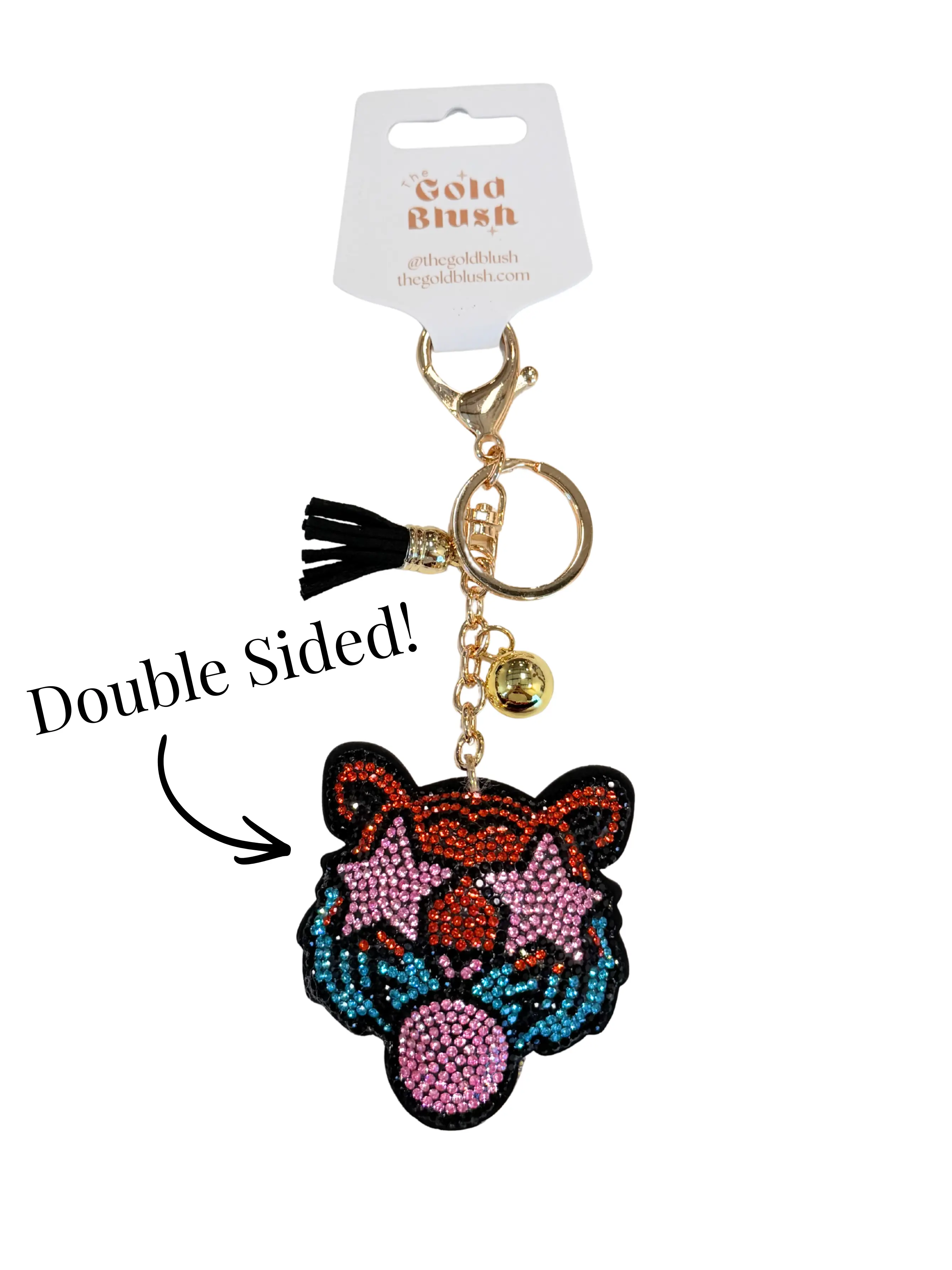 Double Sided Bling Bag Charm Keychain -Purse, Backpack & Bag Accessory