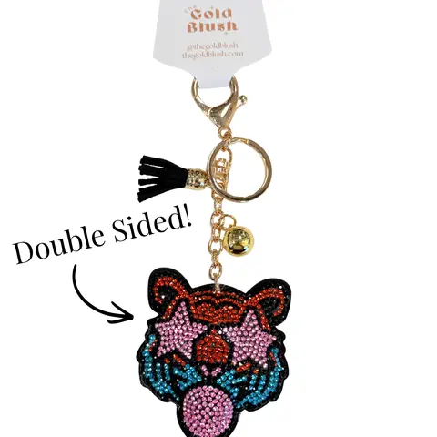 Double Sided Bling Bag Charm Keychain -Purse, Backpack & Bag Accessory
